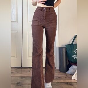 Brown Corduroy Flare Pants
